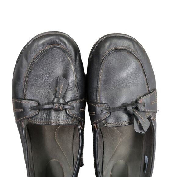 Clarks Shoes Womens 7.5 Loafer Slip On Ashland Leather Black Classic Career Flat - Picture 8 of 14